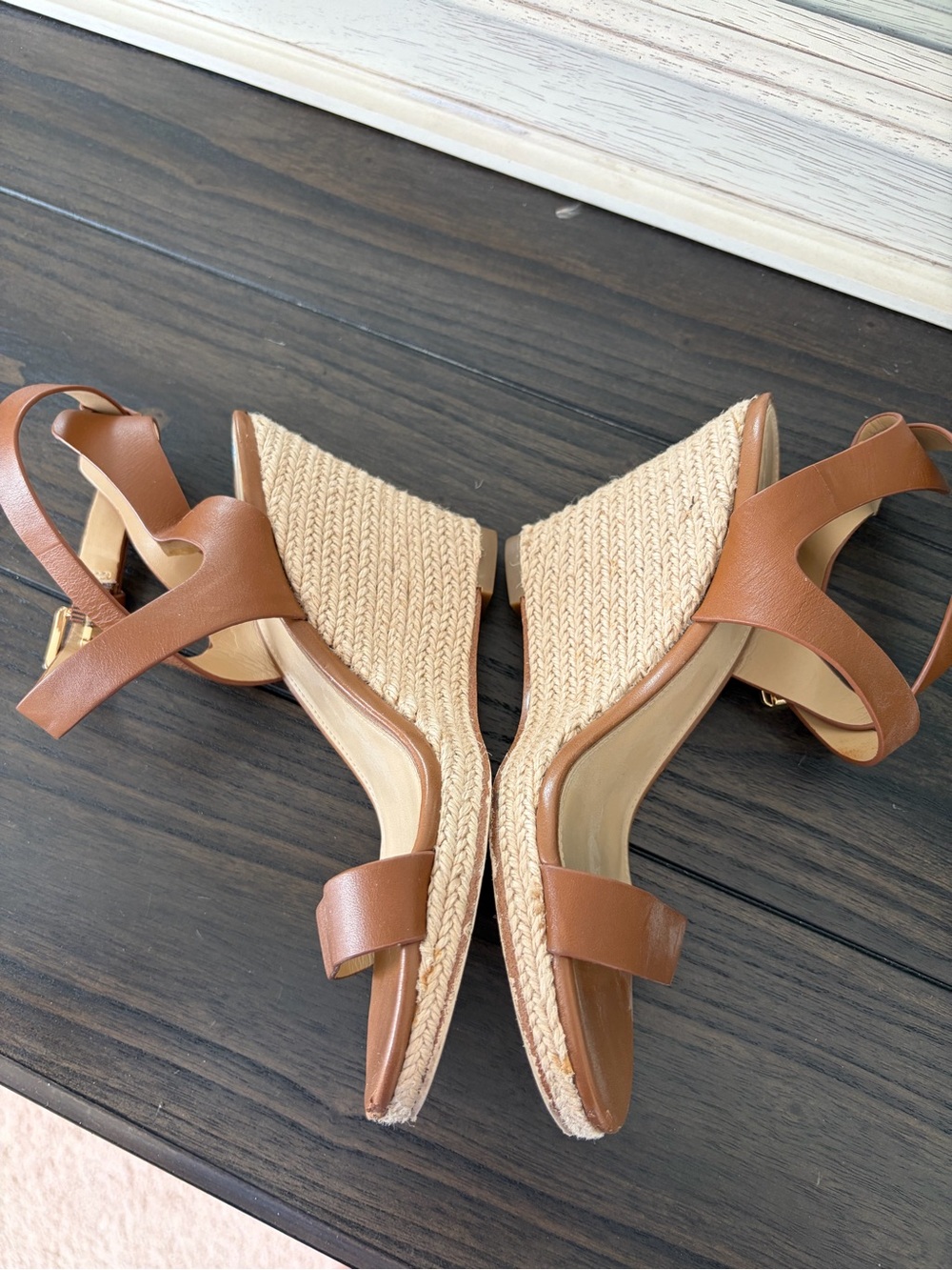Michael Kors Brown Espadrille Wedge Sandals with Ankle Strap - Picture 3 of 6